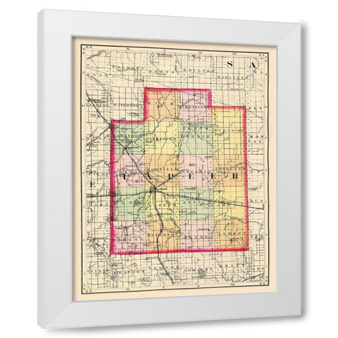 Lapeer Michigan - Walling 1873 White Modern Wood Framed Art Print by Walling