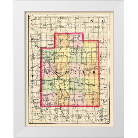 Lapeer Michigan - Walling 1873 White Modern Wood Framed Art Print by Walling