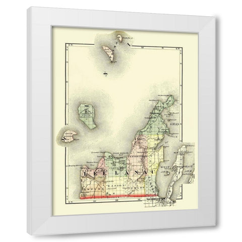 Leelanau Michigan - Walling 1873 White Modern Wood Framed Art Print by Walling