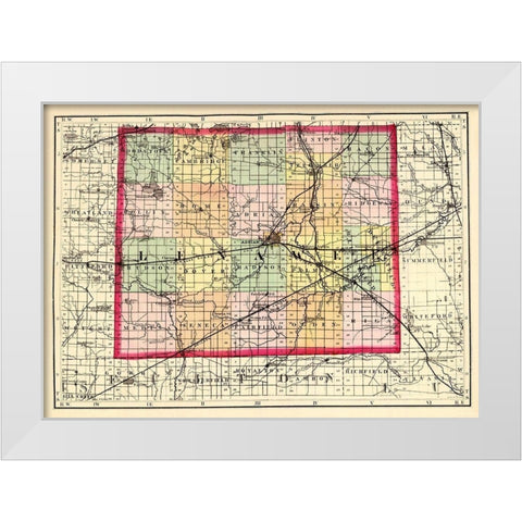 Lenawee Michigan - Walling 1873 White Modern Wood Framed Art Print by Walling