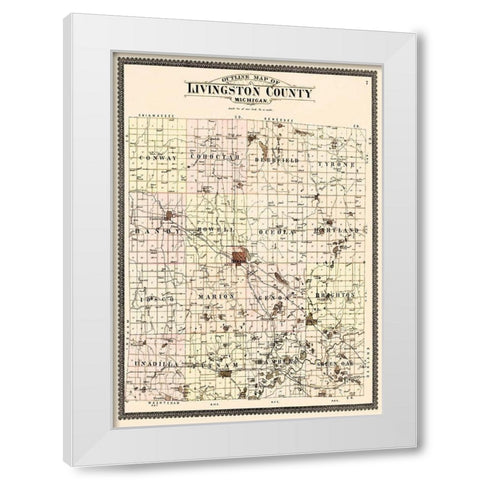 Livingston Michigan - Ogle 1895 White Modern Wood Framed Art Print by Ogle