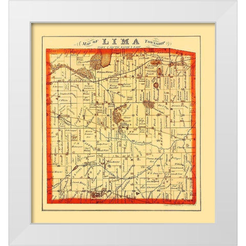 Lima Michigan Landowner - Everts 1874 White Modern Wood Framed Art Print by Everts