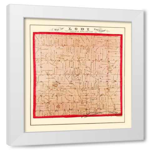 Lodi Michigan Landowner - Dewling 1874 White Modern Wood Framed Art Print by Dewling