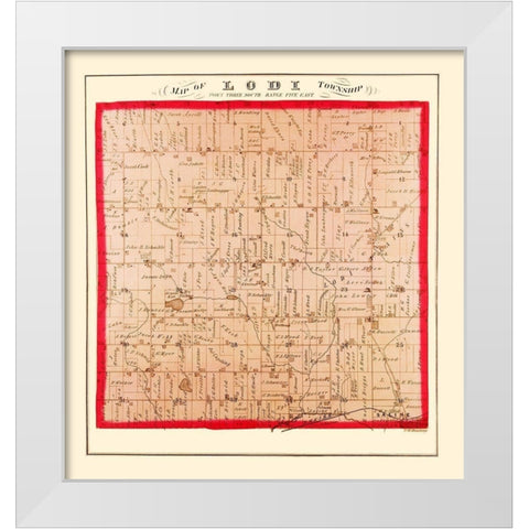 Lodi Michigan Landowner - Dewling 1874 White Modern Wood Framed Art Print by Dewling