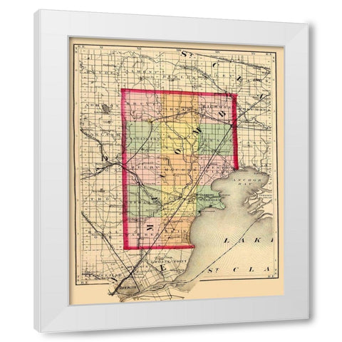 Macomb Michigan - Walling 1873 White Modern Wood Framed Art Print by Walling