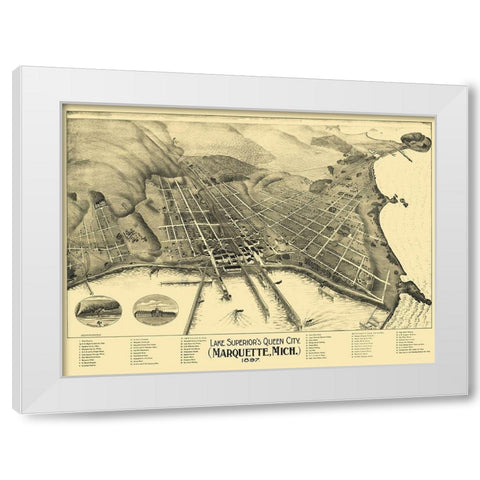 Marquette Michigan - 1897 White Modern Wood Framed Art Print by Unknown