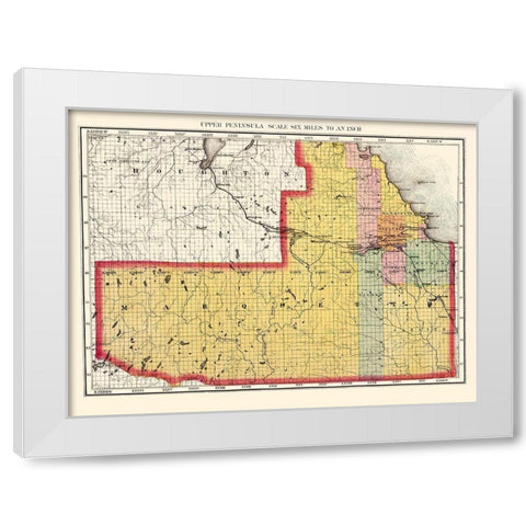 Marquette Michigan - Walling 1873 White Modern Wood Framed Art Print by Walling