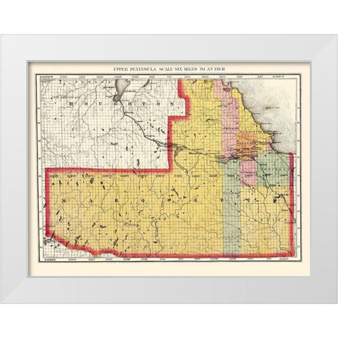 Marquette Michigan - Walling 1873 White Modern Wood Framed Art Print by Walling
