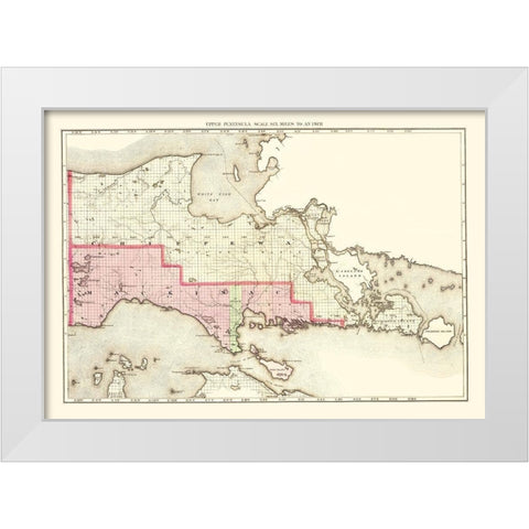 Mackinac Michigan - Walling 1873 White Modern Wood Framed Art Print by Walling