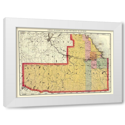 Marquette Michigan - Walling 1873 White Modern Wood Framed Art Print by Walling