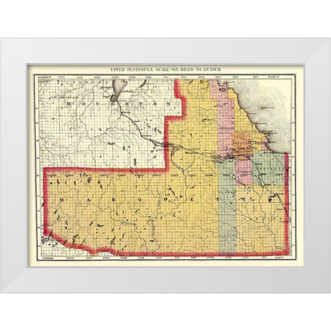 Marquette Michigan - Walling 1873 White Modern Wood Framed Art Print by Walling