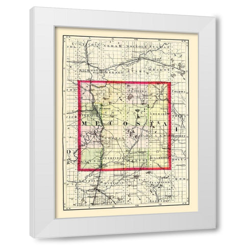 Mecosta Michigan - Walling 1873 White Modern Wood Framed Art Print by Walling