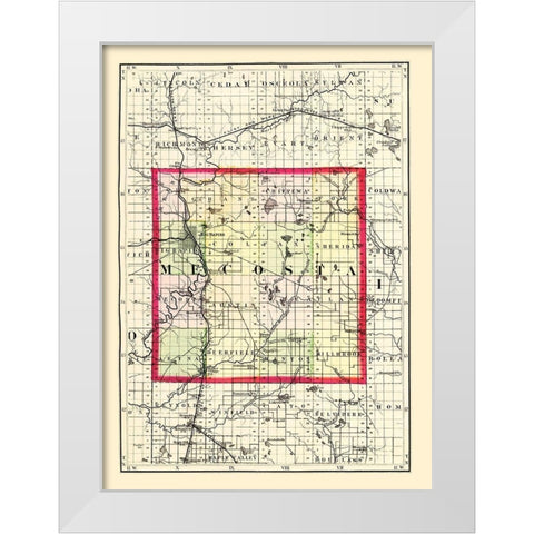 Mecosta Michigan - Walling 1873 White Modern Wood Framed Art Print by Walling
