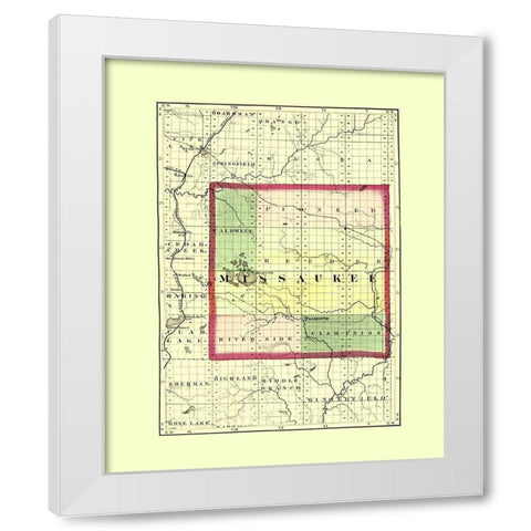 Missaukee Michigan - Walling 1873 White Modern Wood Framed Art Print by Walling