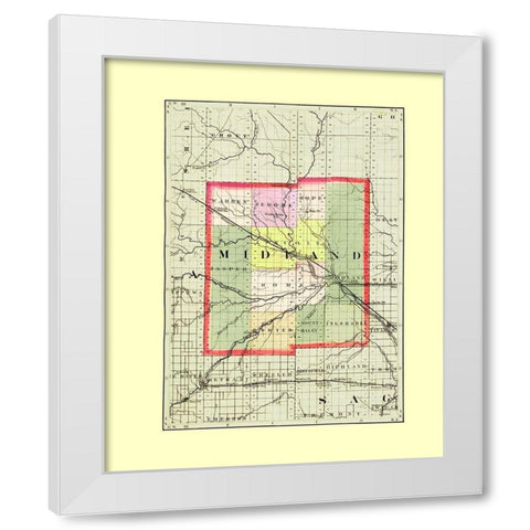 Midland Michigan - Walling 1873 White Modern Wood Framed Art Print by Walling