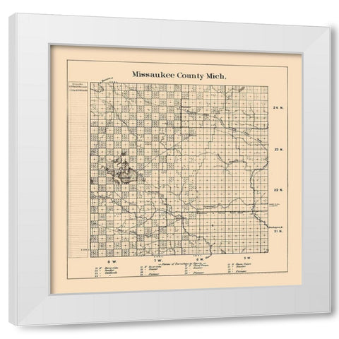 Missaukee County Michigan - Frost 1898  White Modern Wood Framed Art Print by Frost