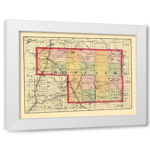 Montcalm Michigan - Walling 1873 White Modern Wood Framed Art Print by Walling