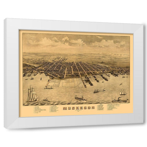 Muskegon Michigan - Ruger 1874  White Modern Wood Framed Art Print by Ruger