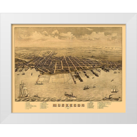Muskegon Michigan - Ruger 1874  White Modern Wood Framed Art Print by Ruger