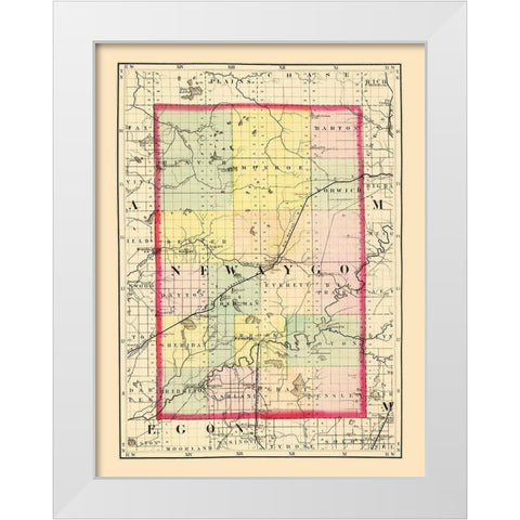Newaygo Michigan - Walling 1873 White Modern Wood Framed Art Print by Walling