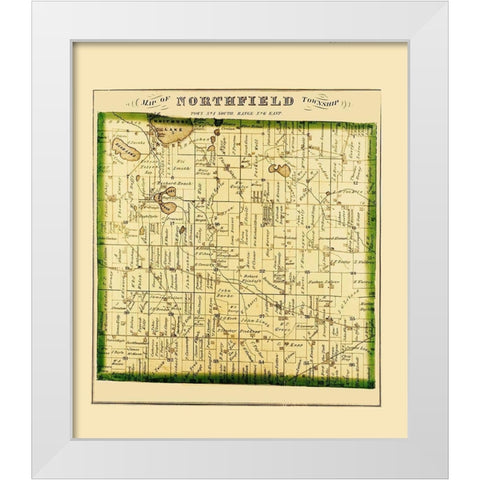 Northfield Michigan Landowner - Everts 1874 White Modern Wood Framed Art Print by Everts