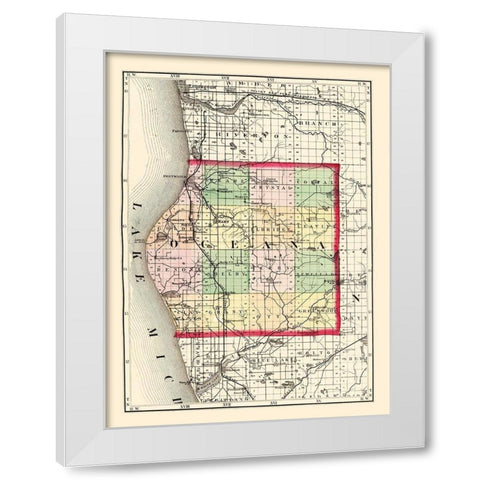 Oceana Michigan - Walling 1873 White Modern Wood Framed Art Print by Walling