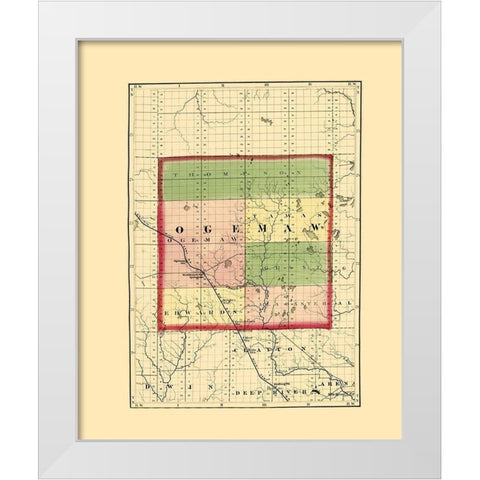 Ogemaw Michigan - Walling 1873 White Modern Wood Framed Art Print by Walling