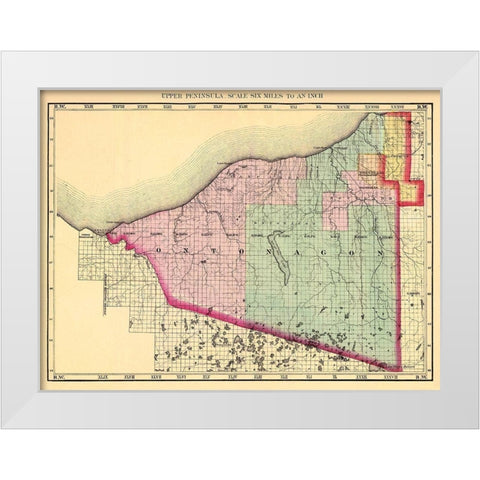 Ontonagon Michigan - Walling 1873 White Modern Wood Framed Art Print by Walling