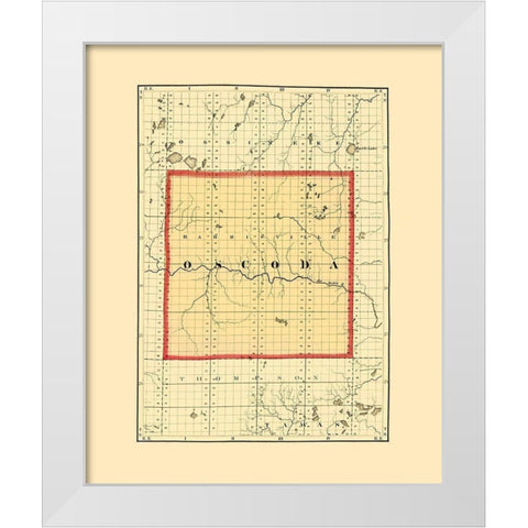 Oscoda Michigan - Walling 1873 White Modern Wood Framed Art Print by Walling