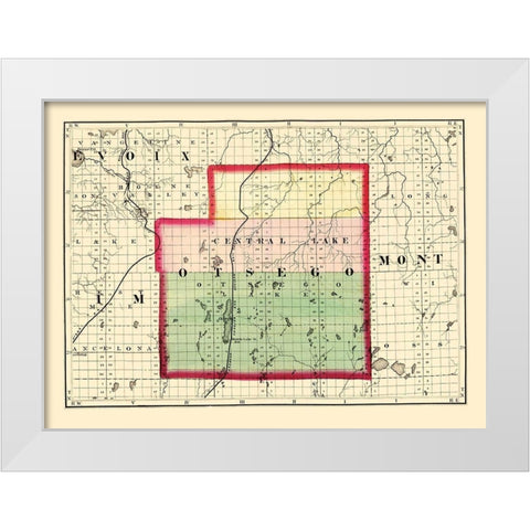 Otsego Michigan - Walling 1873 White Modern Wood Framed Art Print by Walling