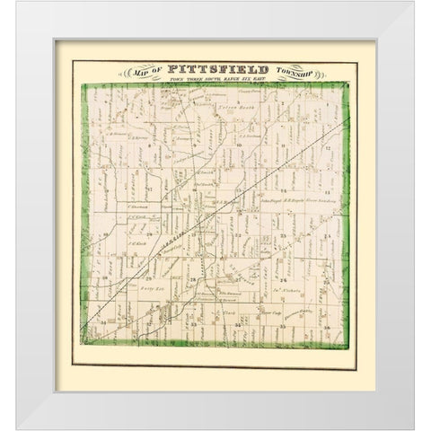 Pittsfield Michigan Landowner - Everts 1874 White Modern Wood Framed Art Print by Everts