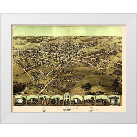 Pontiac Michigan - Ruger 1867 White Modern Wood Framed Art Print by Ruger
