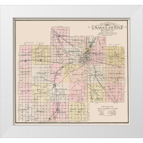 Saginaw Michigan - Imperial 1896 White Modern Wood Framed Art Print by Imperial