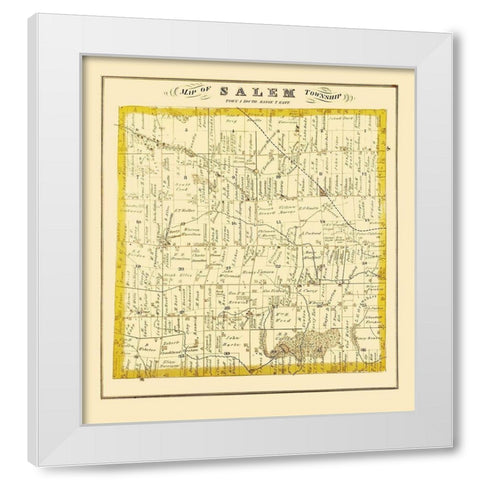 Salem Michigan Landowner - Everts 1874 White Modern Wood Framed Art Print by Everts