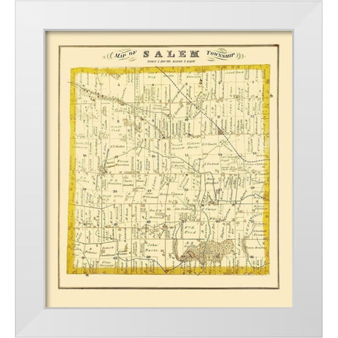 Salem Michigan Landowner - Everts 1874 White Modern Wood Framed Art Print by Everts