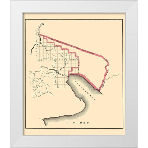 Saginaw Bay Area Michigan - 1835 White Modern Wood Framed Art Print by Huron