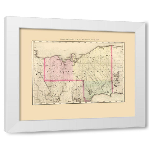 Schoolcraft Michigan - Walling 1873 White Modern Wood Framed Art Print by Walling