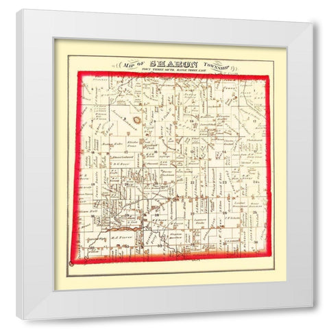 Sharon Michigan Landowner - Everts 1874 White Modern Wood Framed Art Print by Everts