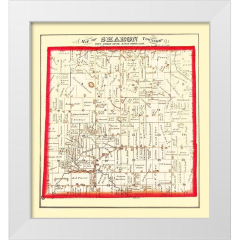 Sharon Michigan Landowner - Everts 1874 White Modern Wood Framed Art Print by Everts