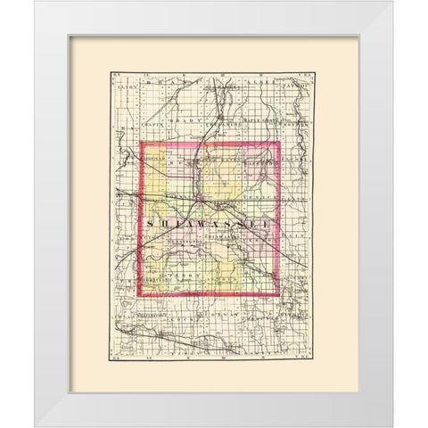 Shiawassee Michigan - Walling 1873 White Modern Wood Framed Art Print by Walling