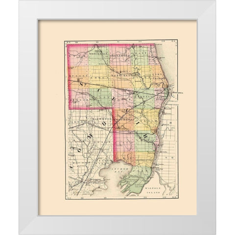 St Clair Michigan - Walling 1873 White Modern Wood Framed Art Print by Walling