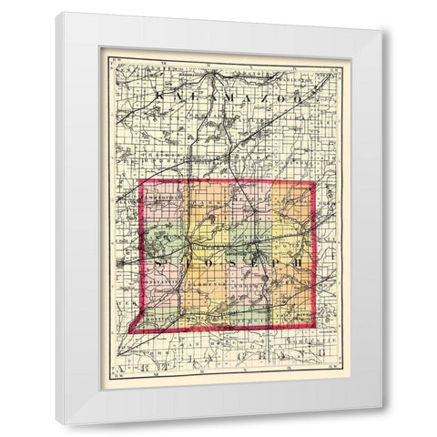 St Joseph Michigan - Walling 1873 White Modern Wood Framed Art Print by Walling