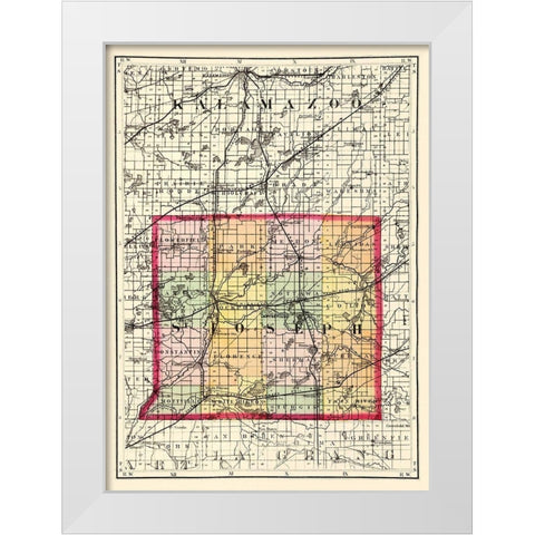 St Joseph Michigan - Walling 1873 White Modern Wood Framed Art Print by Walling