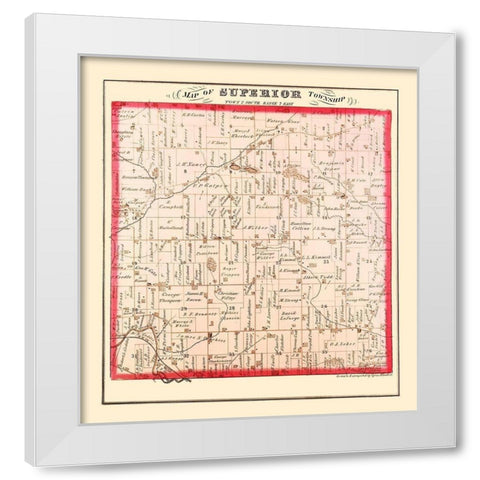 Superior Michigan Landowner - Wheelock 1874 White Modern Wood Framed Art Print by Wheelock