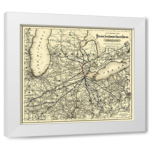 Toledo, Ann Arbor and Grand Trunk Railway 1881 White Modern Wood Framed Art Print by Colton