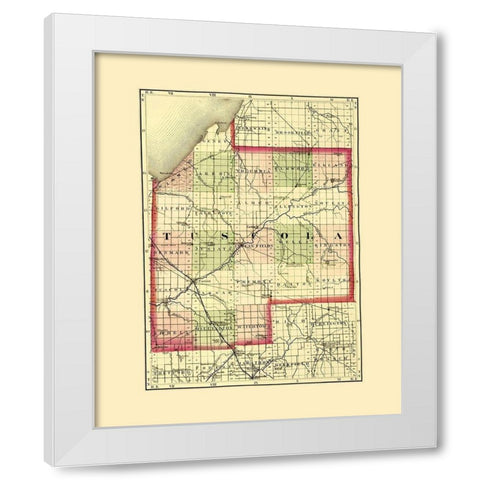 Tuscola Michigan - Walling 1873 White Modern Wood Framed Art Print by Walling