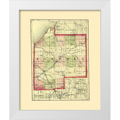 Tuscola Michigan - Walling 1873 White Modern Wood Framed Art Print by Walling
