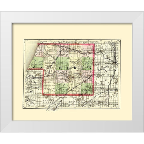 Van Buren Michigan - Walling 1873 White Modern Wood Framed Art Print by Walling
