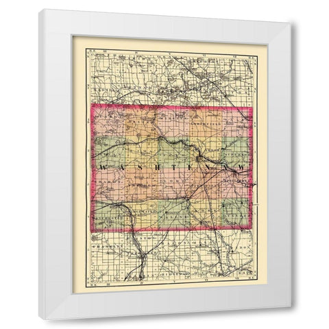Washtenaw Michigan - Walling 1873 White Modern Wood Framed Art Print by Walling