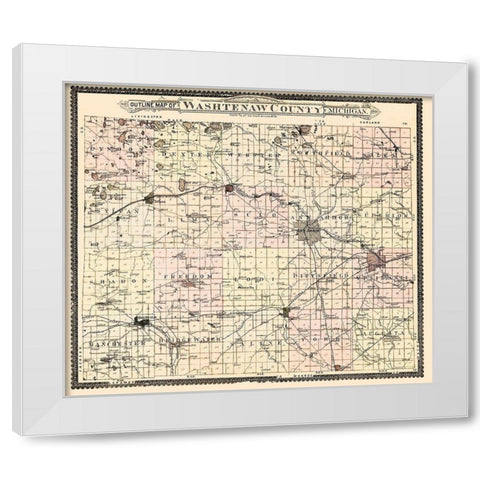 Washetenaw Michigan - Ogle 1895 White Modern Wood Framed Art Print by Ogle